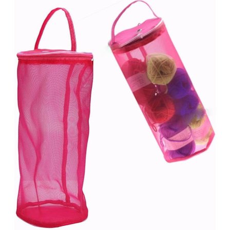 2 stk tomme garnlagringsposer bærbar strikkepose rund netting Y