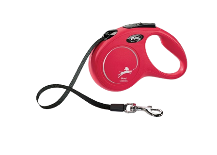 Flexi - Rullebånd New Classic Tape, 5m, S, maks 15kg, Rød - Hund - Halsbånd - ZOO.no