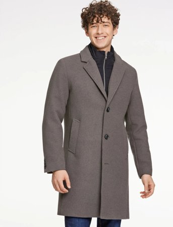 Lindbergh Detachable Collar Lapel Coat - Grey - XXXL
