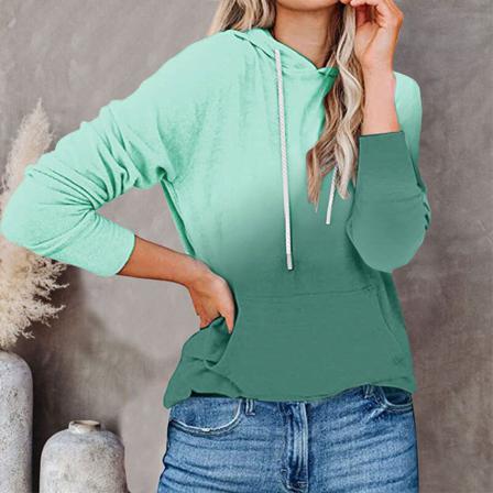 Långärmade Huvtröjor För Kvinnor Med Fickor Baggy Gradient Sweatshirt