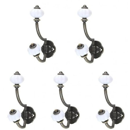 Retro pronssiset keraamiset naulakot, 5 kappaleen pakkaus maalaisromanttisia seinäkoukkuja