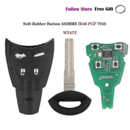 434 MHz Smart Fjärrkontroll Bilnyckel Fob för Saab 93 95 9-3 9-5 2003-2010 Ltqsaam433tx Id46 Chip Ersättning Mjukt Gummi Pad Fodral Yalo