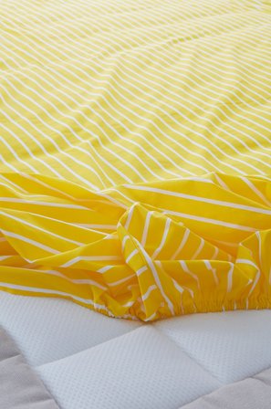 Jotex - Stretchlaken Økologisk Gul/hvit - SIMA - Kjøp Dra-på-laken hos Jotex