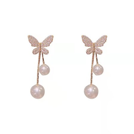 Zirkon Fjäril Tofs Örhängen I Riktigt Guldpläterad Koppar