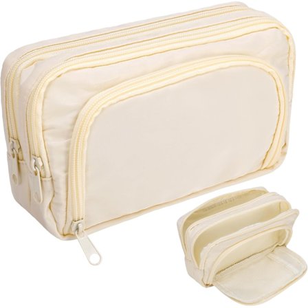 Aprikos Penalhus med Rom Stort Penalhus Multifunksjonelt Penalhus Preppy Penalhus Skrivesaker Organizer Estetiske Sminkevesker Krem