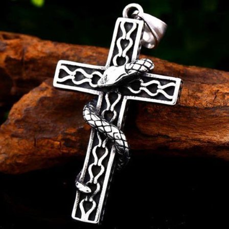 Pendant - Nordic Mythology - Cross with snake