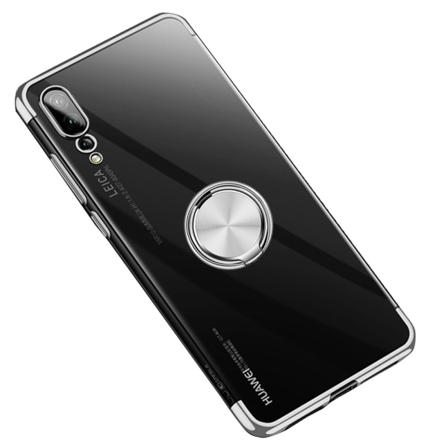 Huawei P20 - Elegant Floveme Silikonskal Ringhållare Silver