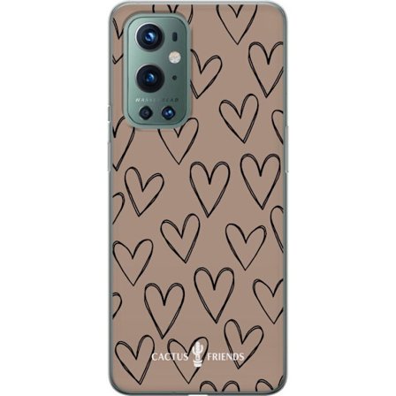 Kompatibelt Mobildeksel til OnePlus OnePlus 9 Pro Cactus and Friends - Earthy Sketch Hearts