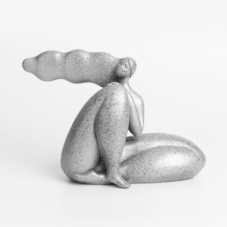 Hopeinen abstrakti koristehahmo, 24x10x17cm Polyresin