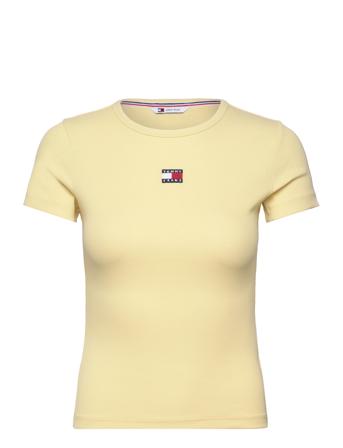 Tommy Jeans Tjw Slim Badge Rib Tee Gul