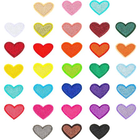 ING 31-dele hjerte-patch-sæt, sybart og strygbart, DIY tøj- og tilbehørsdekorations-patches, hjertemønster