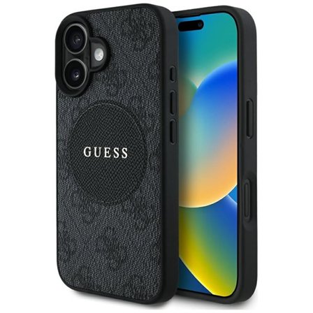 Guess 4G Circle Classic Logo MagSafe-fodral för iPhone 16 - svart