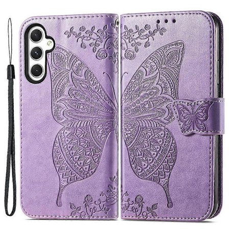 För Samsung Galaxy A55 5G Mobiltelefonfodral Fjäril Tryckt Läderfodral