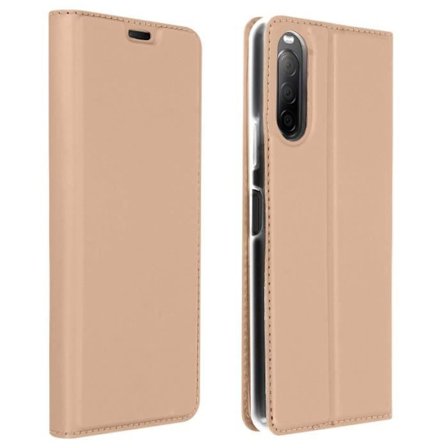 Housse - Sony - Xperia 10 II - Ekologiskt läder - Videostöd - Kortficka - Roséguld