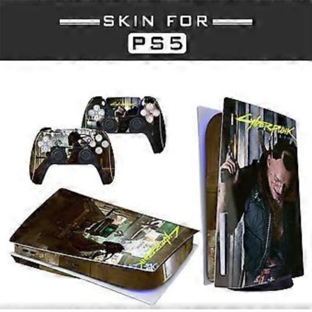 Klistremerke for hud - Kompatibel med PS5-deksel for å tilpasse konsollen - Avtakbar vinylfilm - Matt satin HD-kvalitet (Disk, cyberpunk2077)