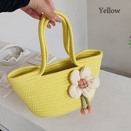 Blomster Halmtasker Små Håndtasker GUL