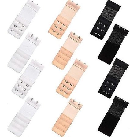 12 Stykker Myke Komfortable Elastiske BH-forlengere BH-forlengelsesstropp 2 Hekter 3 Rader Dame BH-forlenger BH-bånd [DB]