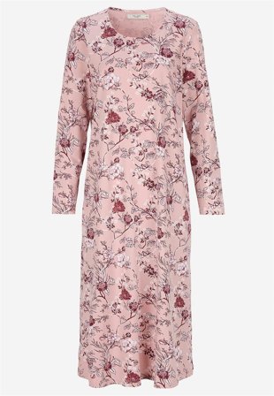 Cellbes of Sweden - Blomstret natkjole med lange ærmer i rosa / blomstret til damer i størrelse 54/56