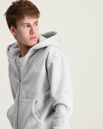 MAGGIORE Logo 2 Way Zip Hoodie Grå Hoodies/Hættetrøjer Dreng - Kids Brand Store