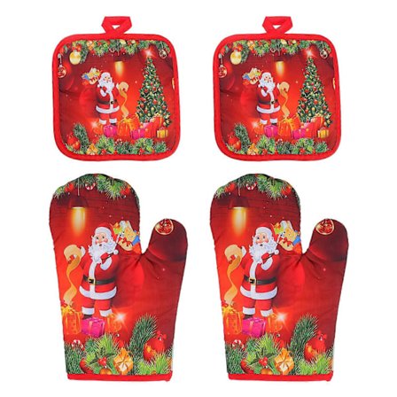 4 stk. Anti-skoldnings Grydelapper Dækkeservietter Køkken Varmebestandige Bordmåtter Handsker (Rød)