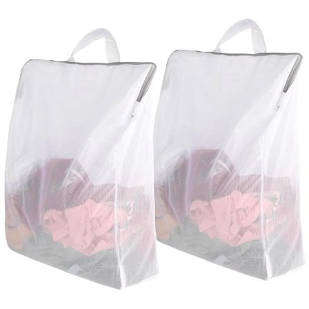 3 st Stora Vita Tvättnät med Dragkedja, 40*50*10cm