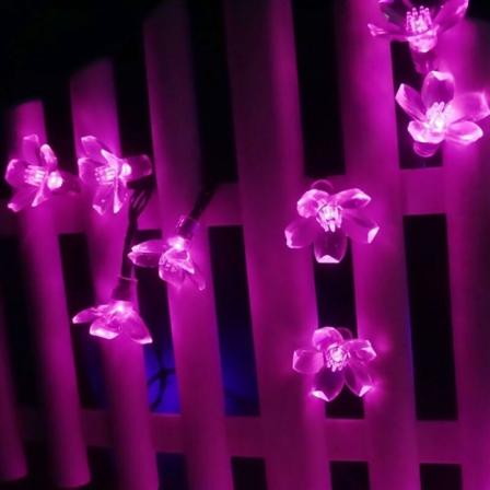 Aurinkokukka valosarja, vedenpitävä 7m 50led persikka sakura kukka aurinkovalosarja puutarhaan koteihin hääjuhliin joulukoristeisiin (vaaleanpunainen)