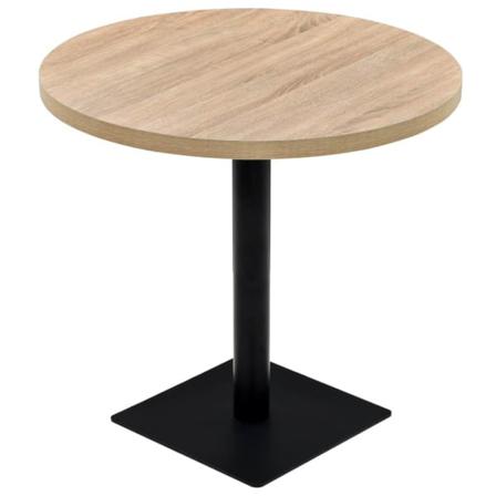 Vidaxl Bistrobord Mdf Och Stål Rund 80x75 Cm Ekfärgad Beige