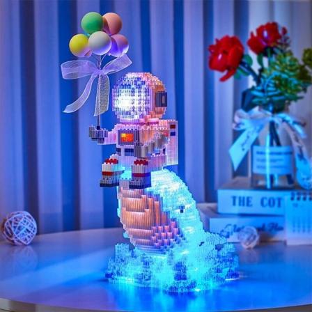 1888 kappaletta astronautti rakennuspalikoita LED-valolla tunnustusilmapallo valas astronautti mini timantti rakennuspalikat lelu lasten lahja