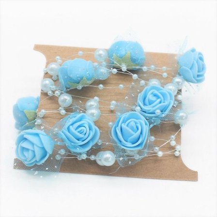 2 STK Kunstige Perler Perler Kæde Rose Blomster Guirlander BLÅ