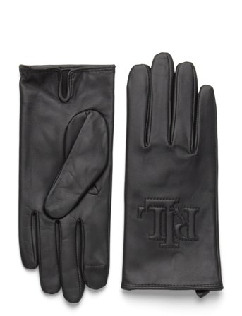 Lauren Ralph Lauren Logo-Embossed Sheepskin Tech Gloves - Black - L
