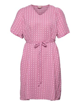 Carlas 2/4 Tunic Dress Wvn Pink ONLY Carmakoma