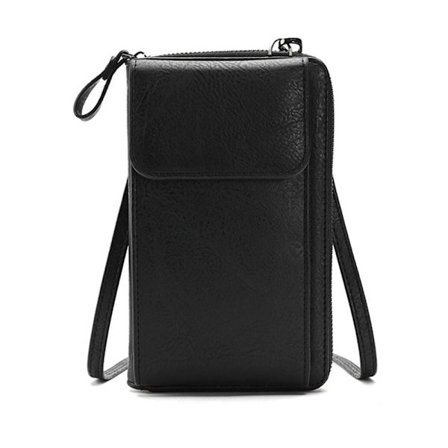 Clutch lommebok Crossbody skinnveske SVART