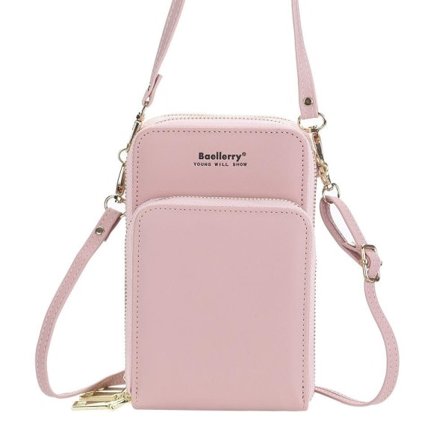 Axelväska mobilväska med axelrem för mobil rosa
