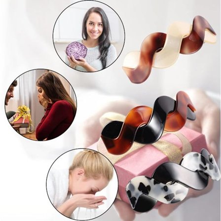 3 stk hårklemmer til kvinner, store akrylspenner hårtilbehør retro hårspenner for kvinner jenter tykt hår