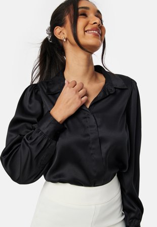BUBBLEROOM Satin Puff Sleeve Shirt Klær