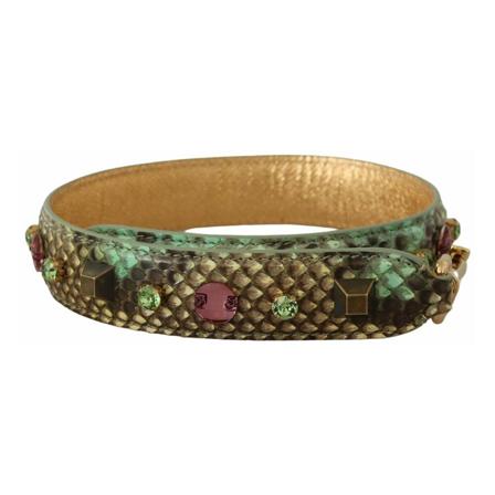 Dolce & Gabbana Multicolor Crystal Leather Väska Accessory Shoulder Strap brun, Dam Väskor, Dam, Storlek: ONE SIZE
