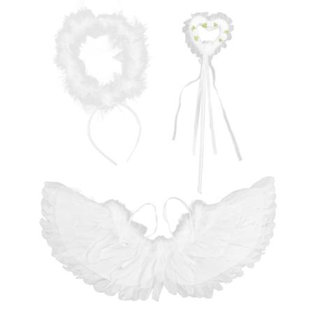 Angel Wing valkoinen lasten aikuisten h yhensiipi p panta sauvaasu halloween joulujuhliin 3kpl / set