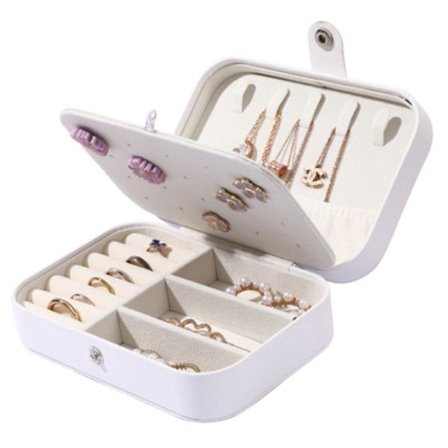 Smykkeskrin 6 Rom | Elegant Smykkeskrin for Smykker | Smykker | Øredobber | Halskjede | Armbånd | Kremhvit, Hvit