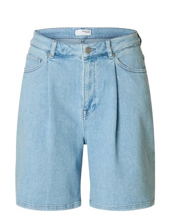 Selected | Slfanya-Gry Hw Pleat Denim Shorts | 40