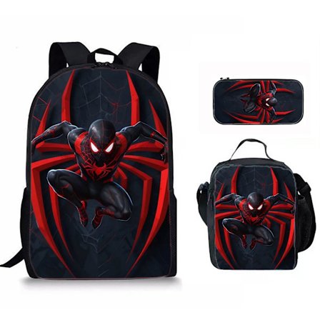 Spider 3st Studenter Rygsæksæt, Børne Skoletaske Crossbody Taske Penalhus (8)