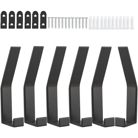 Knage 6 stk. Sort væg knagerække knager vægkroge dobbeltkrog håndklædeholder badeværelse knager sort vægkroge til jakker frakker KLB