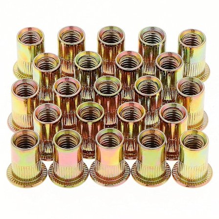 50 stk M12 Flat Head Gjengemutter, Sinkforsinket Karbonstål Gjengemutter, M12 Nitt Gjengeinnsatser (18mm X 22mm) (FMY)