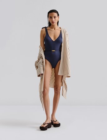 Malina Sally V-Neck Swimsuit - Navy - L