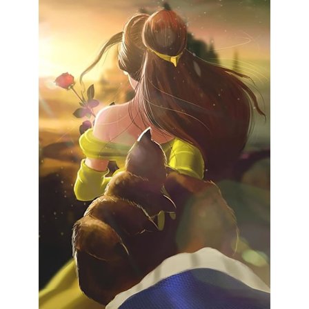 Timanttimaalaussetti, Aikuisten timanttitaidesetti, 5D Timanttipisto Kaunotar ja Hirviö Täysi Ympyrä Timantti, Seinäkoriste, Lahja, Rentoutuminen (