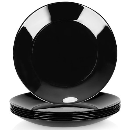Desserttallrikar i glas, svarta, 18 cm, set om 6