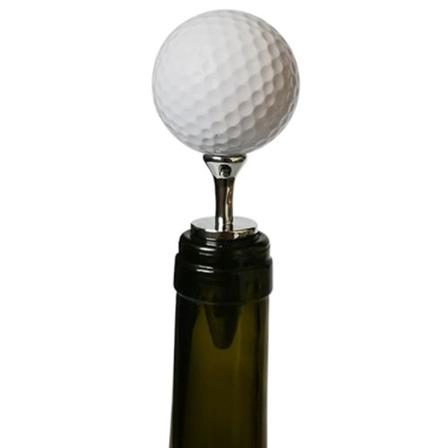 Golfpallo ja tiin muotoinen viinipullon tulppa Koko: 10 x 4,2 cm (Väri: Hopea)