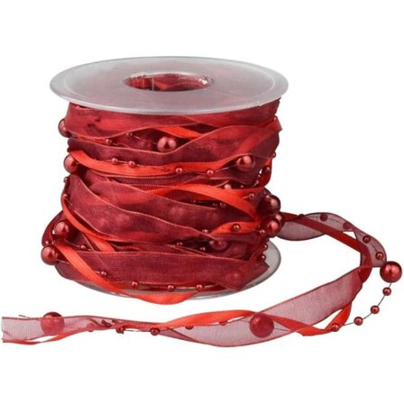 Strängar pärlband, pärlsträng, satinband och organza band, 10 meter