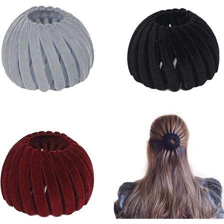 Birds Nest Hair Clip- 3st Velvet Expandable Ponytail Holder Hai 3 färger