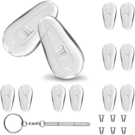 RY-Brillenæsepuder, bløde silikone næsepuder til briller, 5 par skruemonterede 15 mm brillenæsepuder sæt med skruer og mikro-skruetrækker