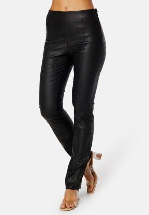 SELECTED FEMME Berit HW Leather Pant 34 Black Housut Dam